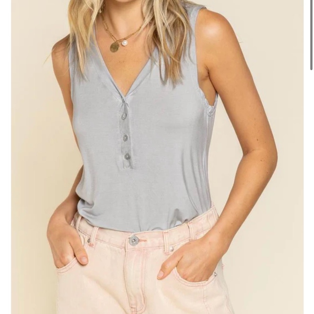 POL Mineral Washed Henley Tank